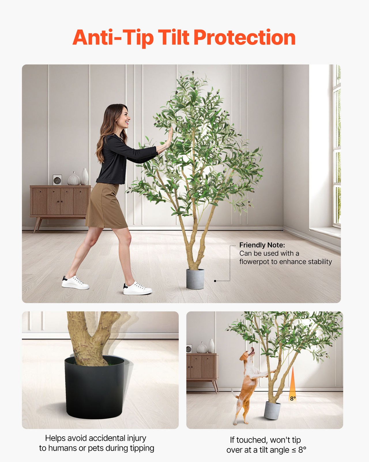VEVOR 6FT Artificial Olive Tree Tall Fake Plant with Black Pot for Home Office