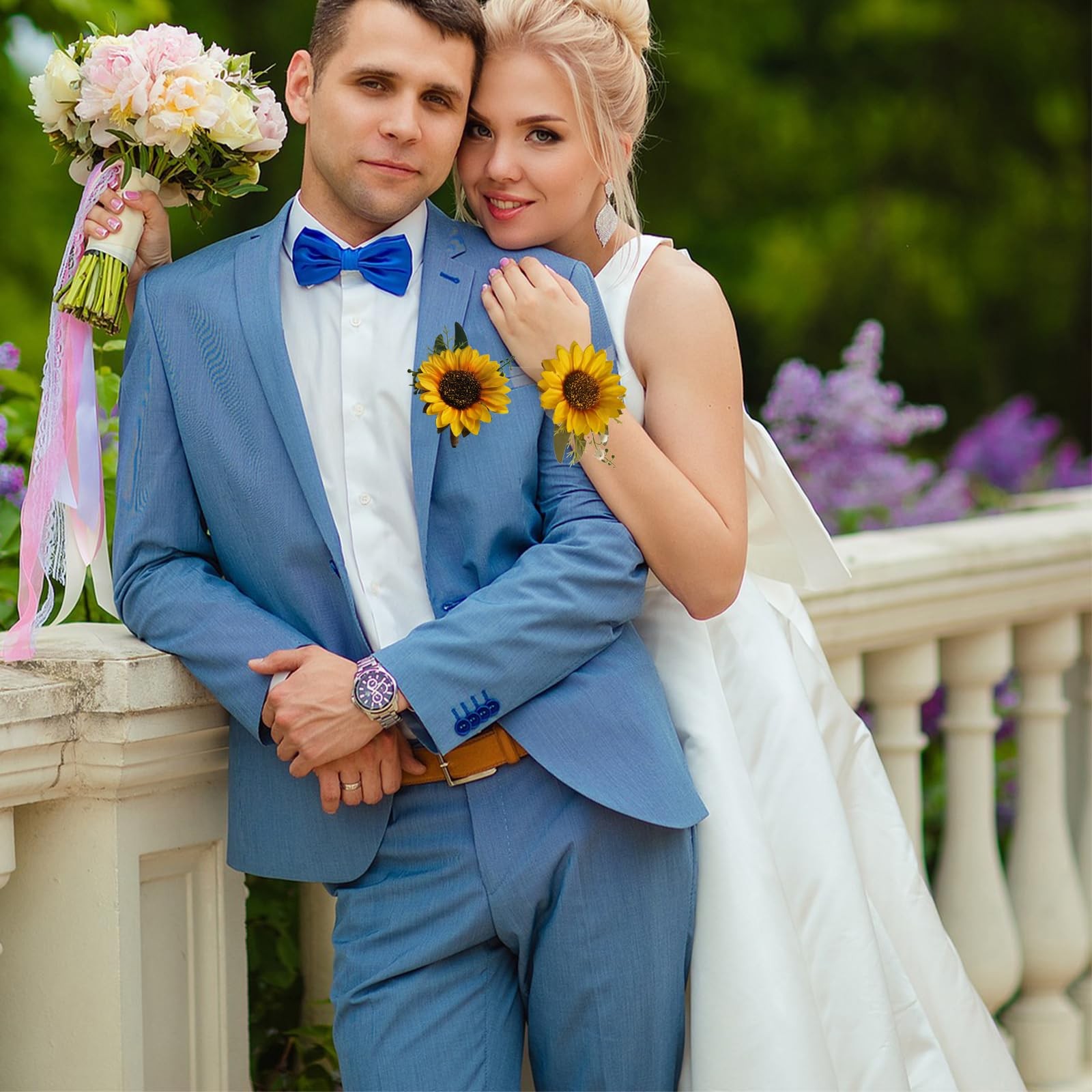 Corsage and Boutonniere Set Artificial Flower Wrist Corsage and Boutonniere f…