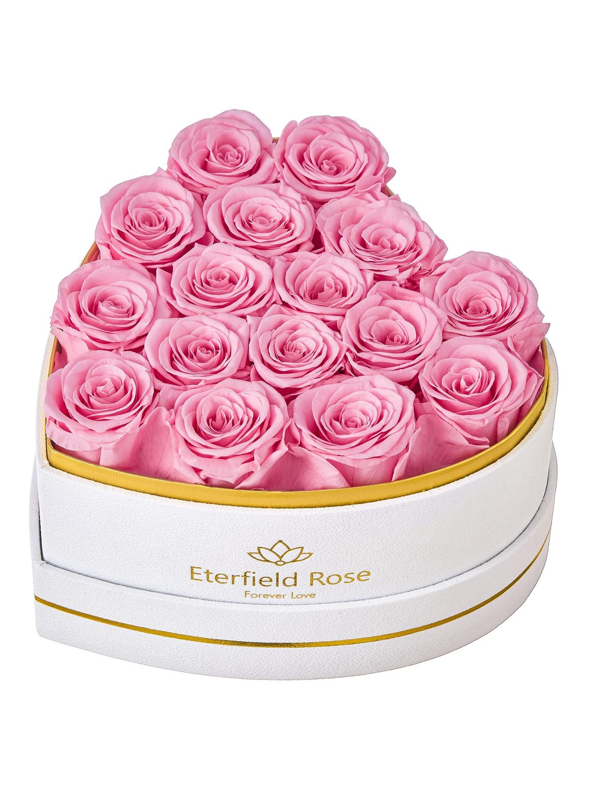 16 Forever Flowers In Heart Shape Box Preserved Roses Birthday Gift Pink