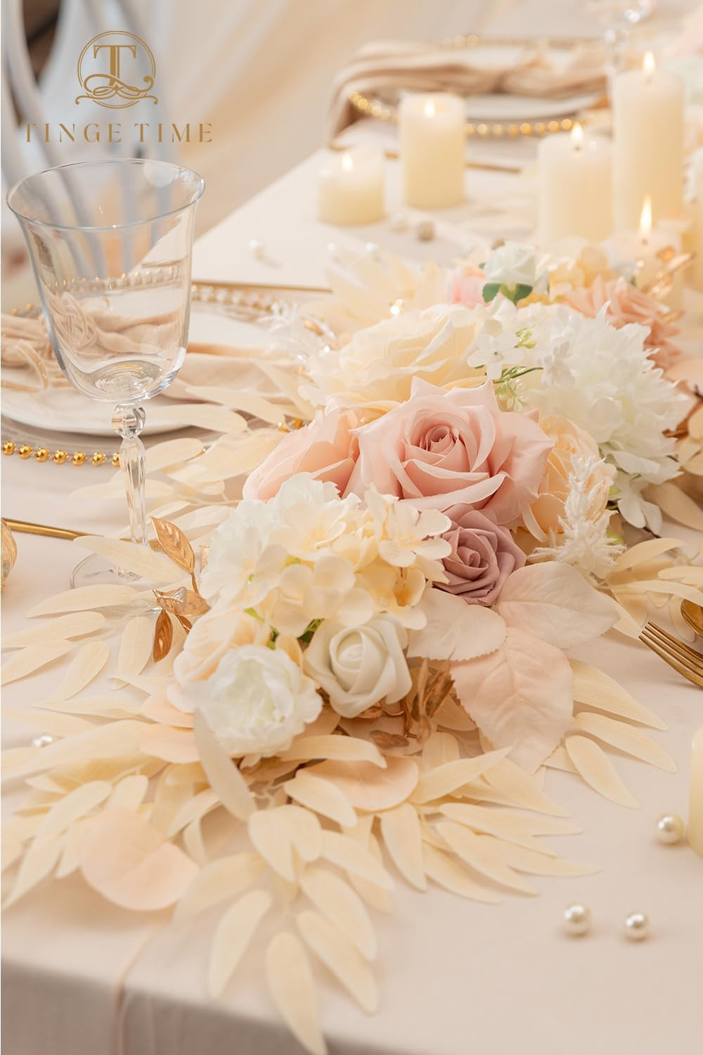 Champagne Pink Flower Garlands – 2 PCS Eucalyptus for Wedding & Home Decor