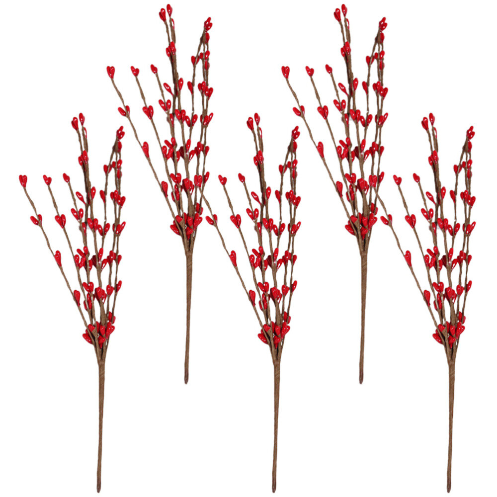 5pcs Orange Berry Christmas Christmas Berry Picks Artificial Red Berry Stems