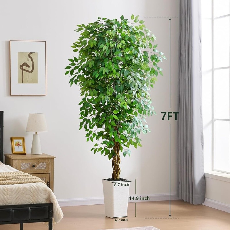 Ultra-Realistic Indoor Ficus Tree W/ Decorative Pot Home & Office Decor New