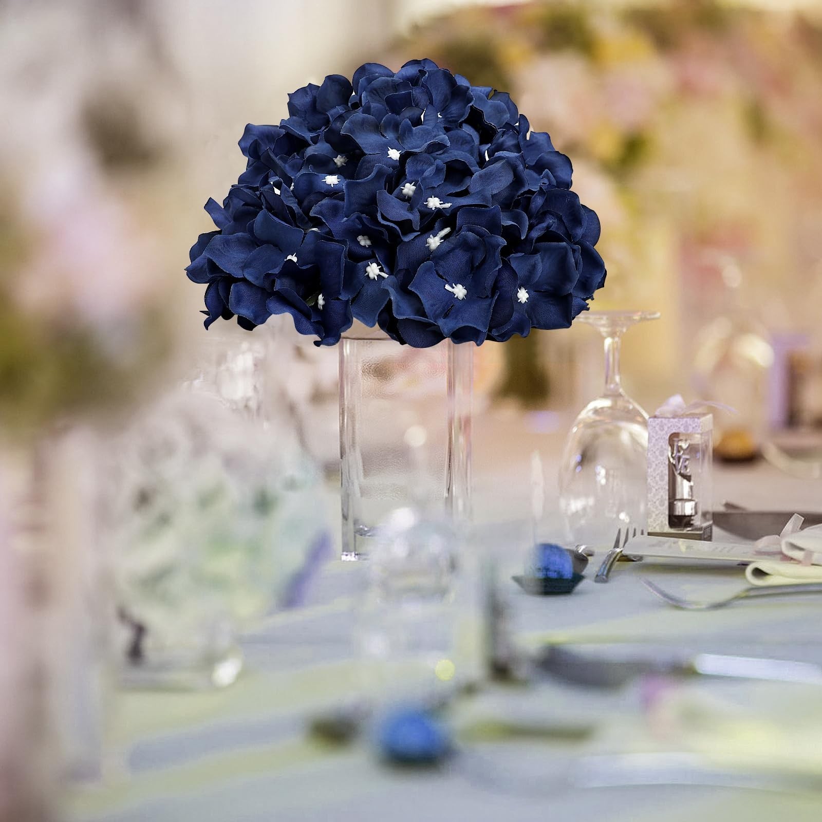 DIYDOFUN Hydrangea Flower Balls – 12 PCS 8.27″ Navy Blue Centerpiece