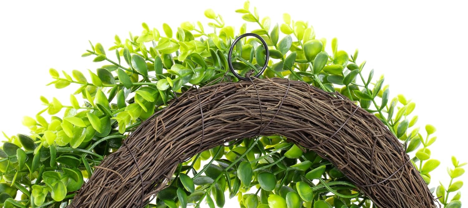 20″ Artificial Boxwood Wreath with Burlap Ribbon – UV-Resistant Weatherproof