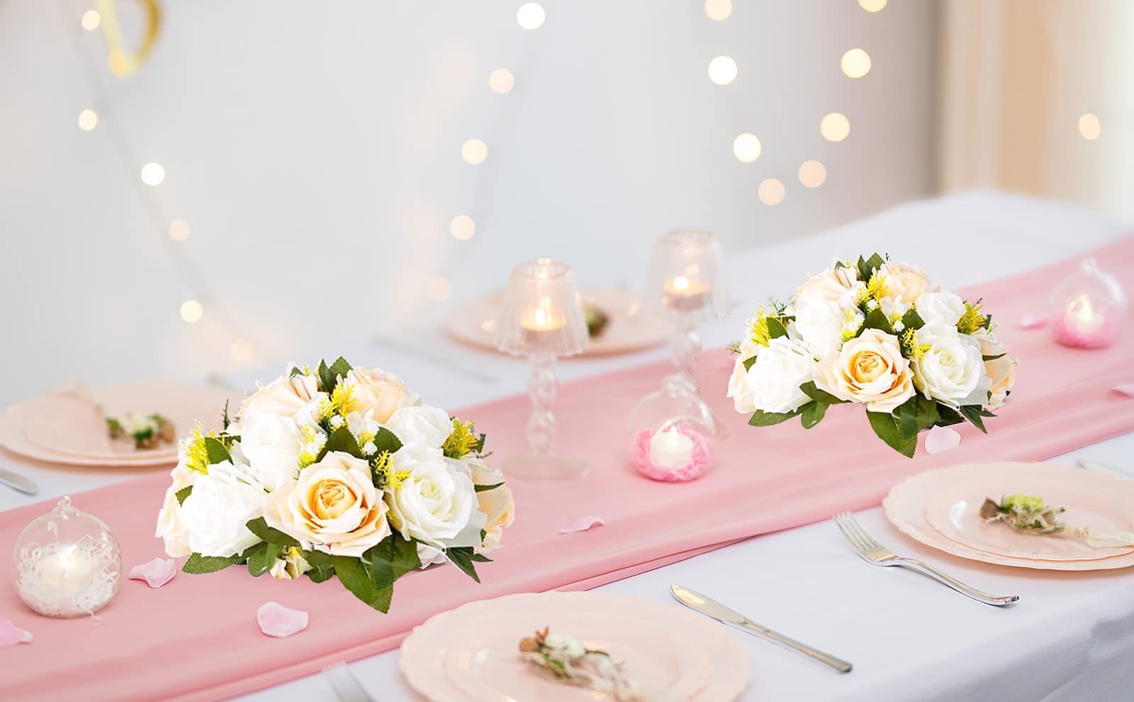 Flower Balls Wedding Rose Centerpieces: 2 Pcs Fake Flowers with Base Kissing …
