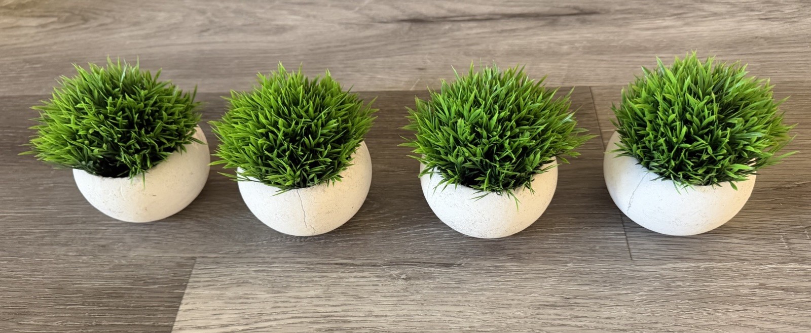 4 Pcs Mini Plastic Plant Grass In Small Pot Artificial Faux Greenery New