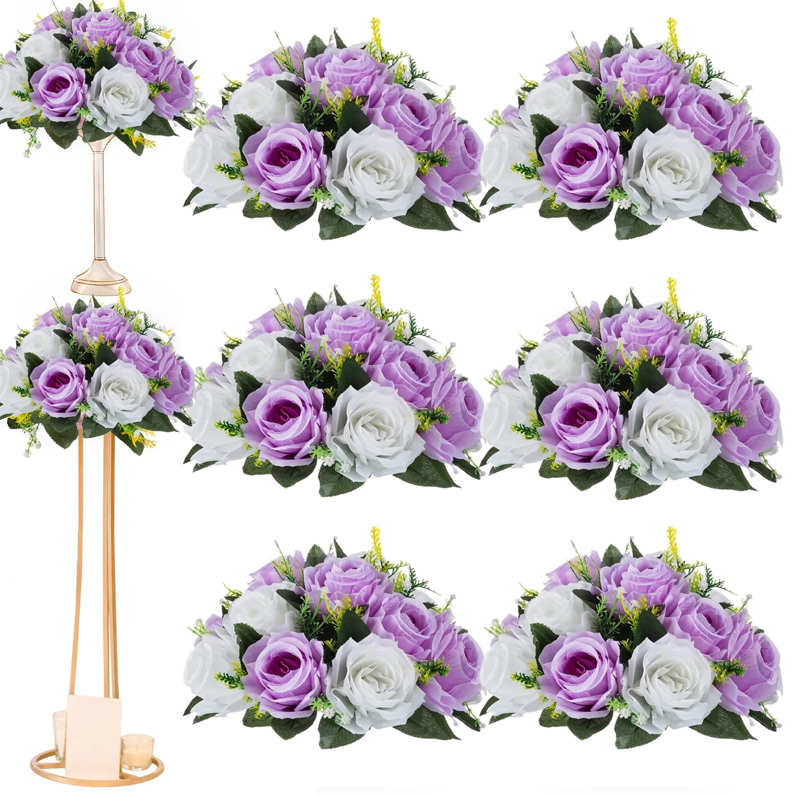 6Pcs Artificial Flowers Ball Centerpiece Table Decorations Rose Ball for Wedddin