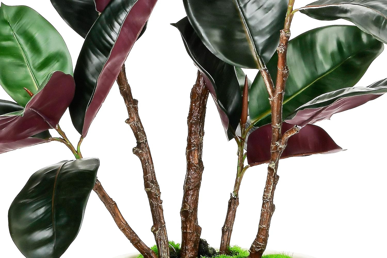 4.5FT Artificial Rubber Tree – 54.5 Inch Tall Fake Plant Indoor Faux Tree with B