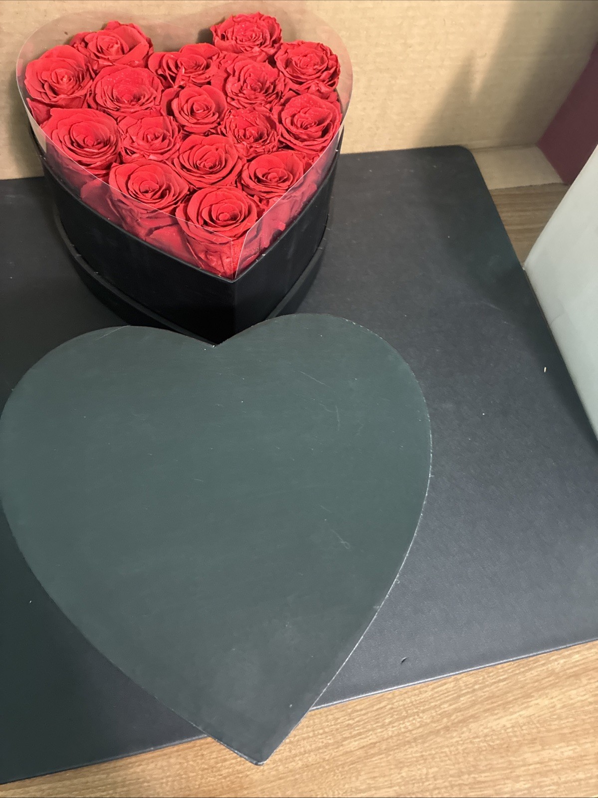 16 Forever Roses in Heart Box With Lid