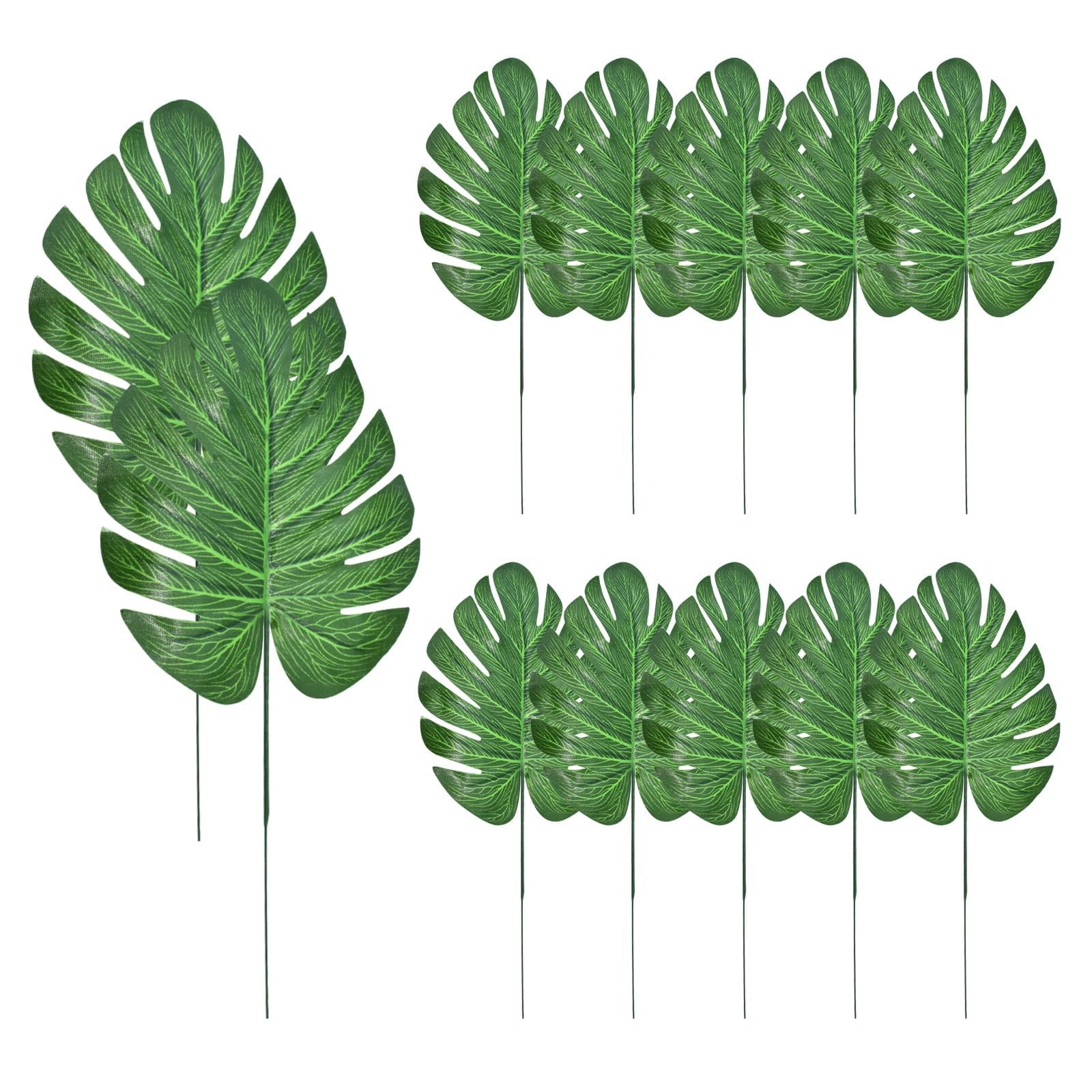 12Pcs Artificial Palm Leaves, Faux Tropical Monstera Realistic Safari Jungle …