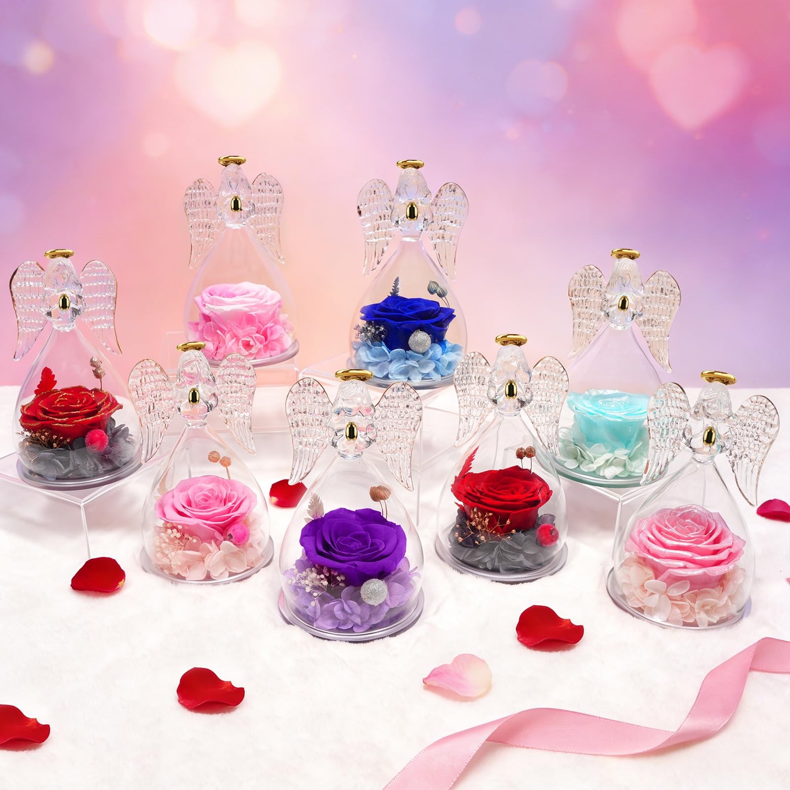Angel Figurines Forever Real Rose Birthday Gifts for Mom Grandma Wife,Flowers