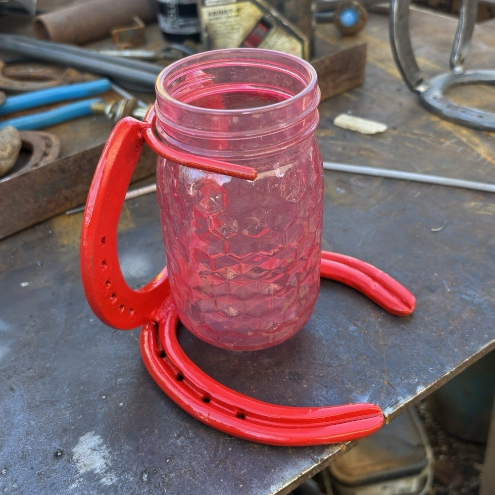 Hand made “welded” flower vase holder