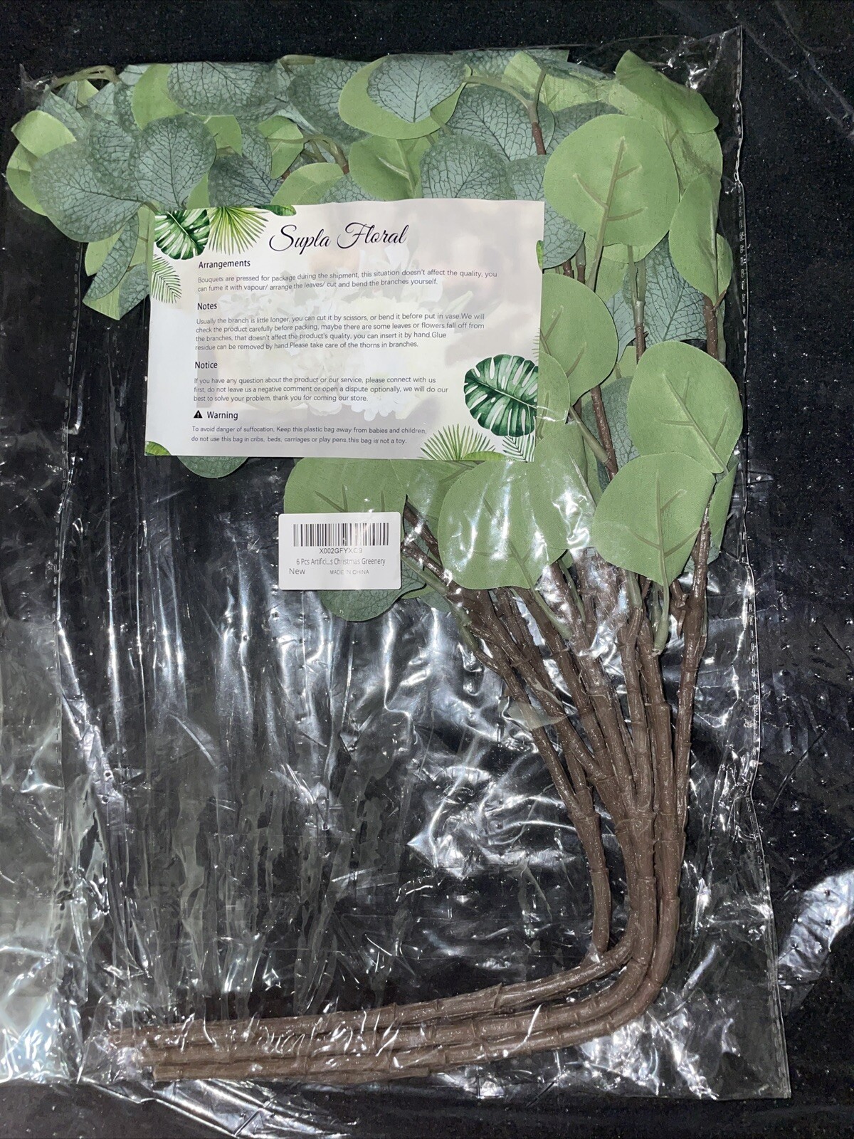 Supla Pack of 6 Leaves Spray Artificial Greenery Stems Christmas Greenery