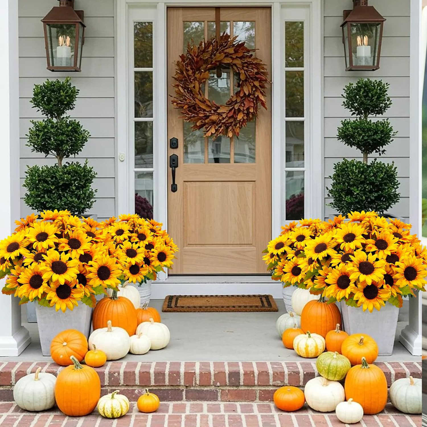 6 Bundles 30 Heads Sunflowers Artificial Flowers Fake Mums Faux Fall Flowers for