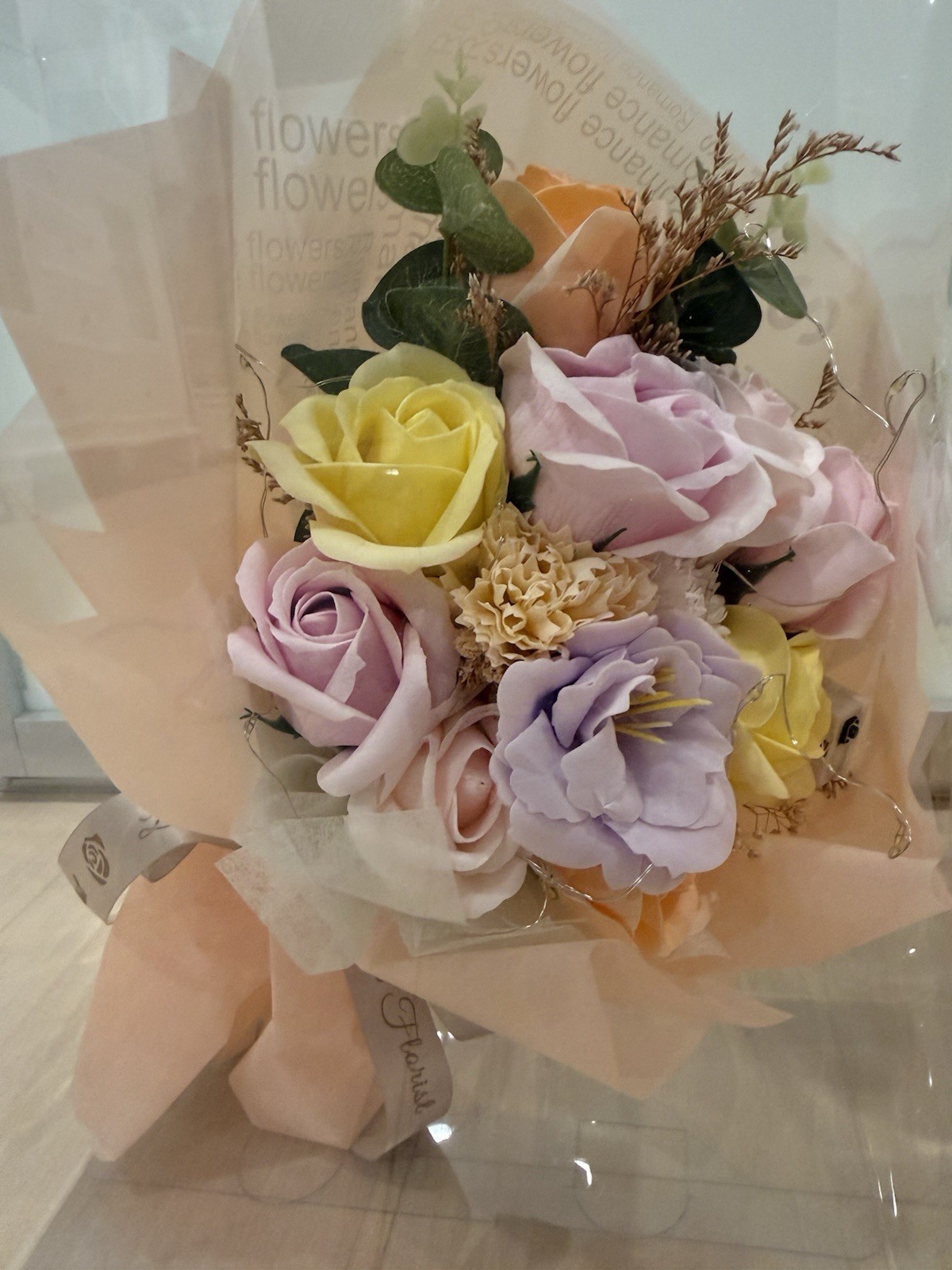 Handmade Forever Flower Bouquet Preserved Soap Roses Gift Home Decor Pink Yellow