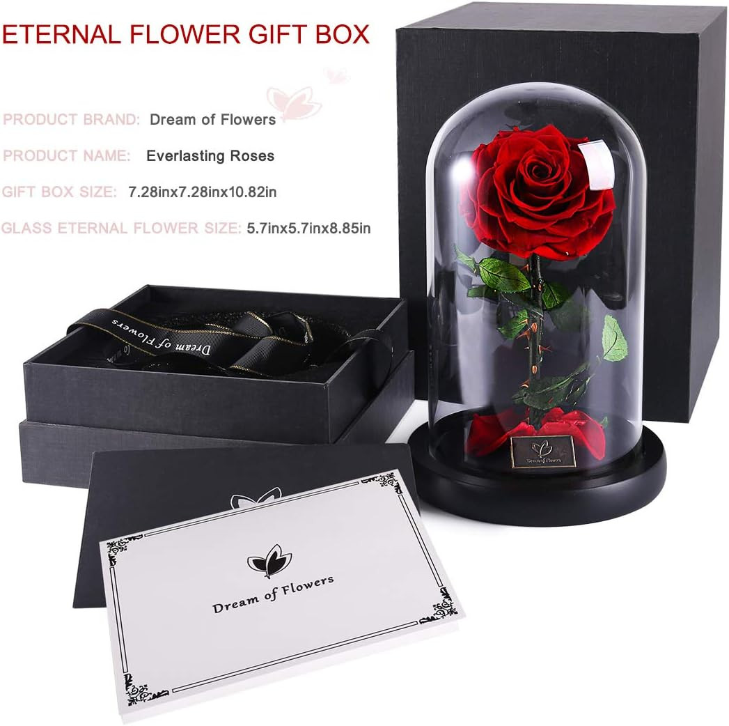 Christmas Rose Gifts for Women,Birthday Gifts,Brightly Coloured Real Eternal Ros