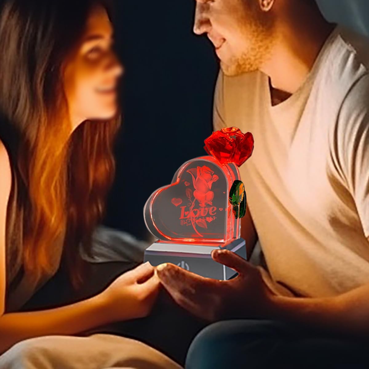 Crystal Heart Shaped Crystal Rose Valentines Day Home Decoration