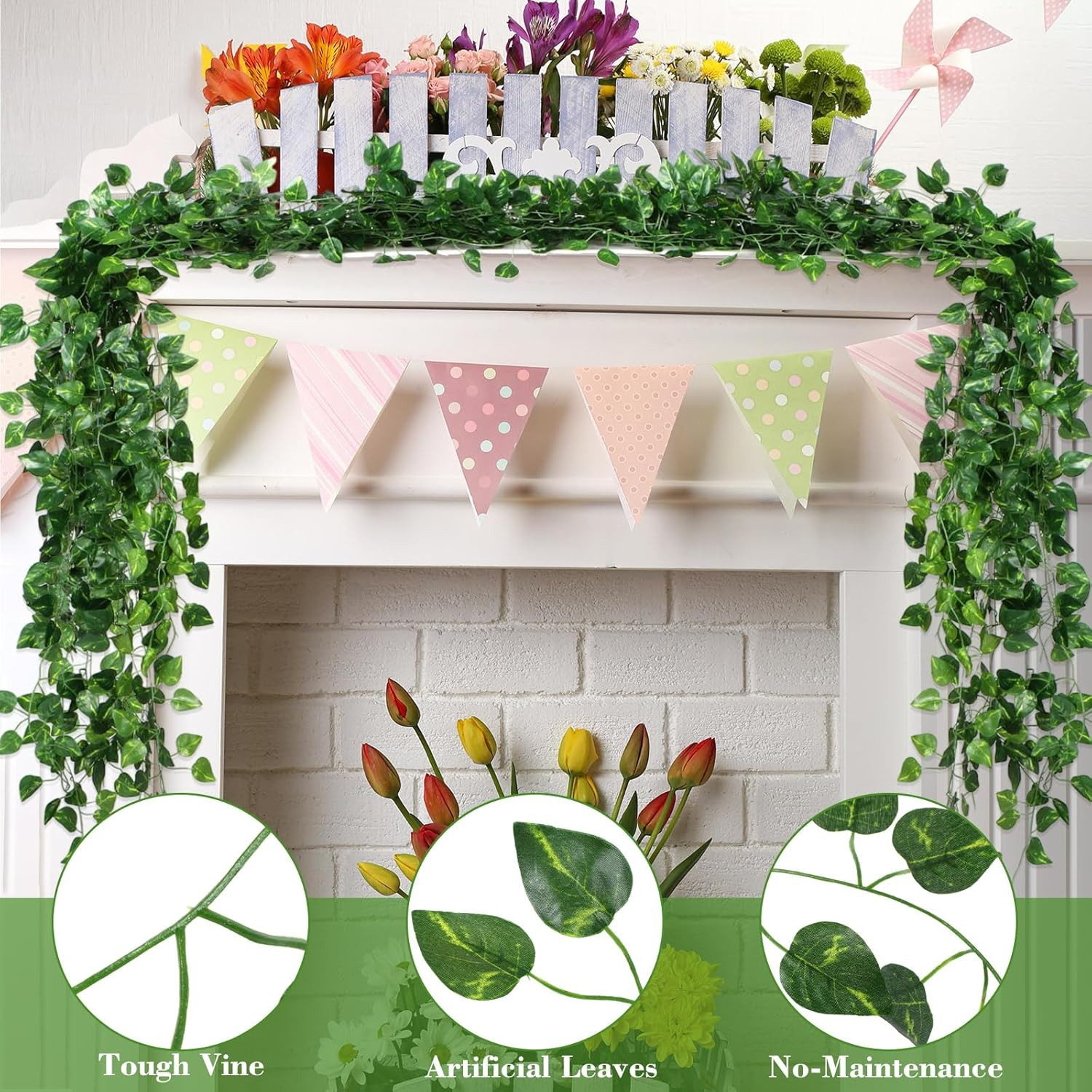 200 Pcs Artificial Ivy Garland – Greenery Vines for Home & Party Decor
