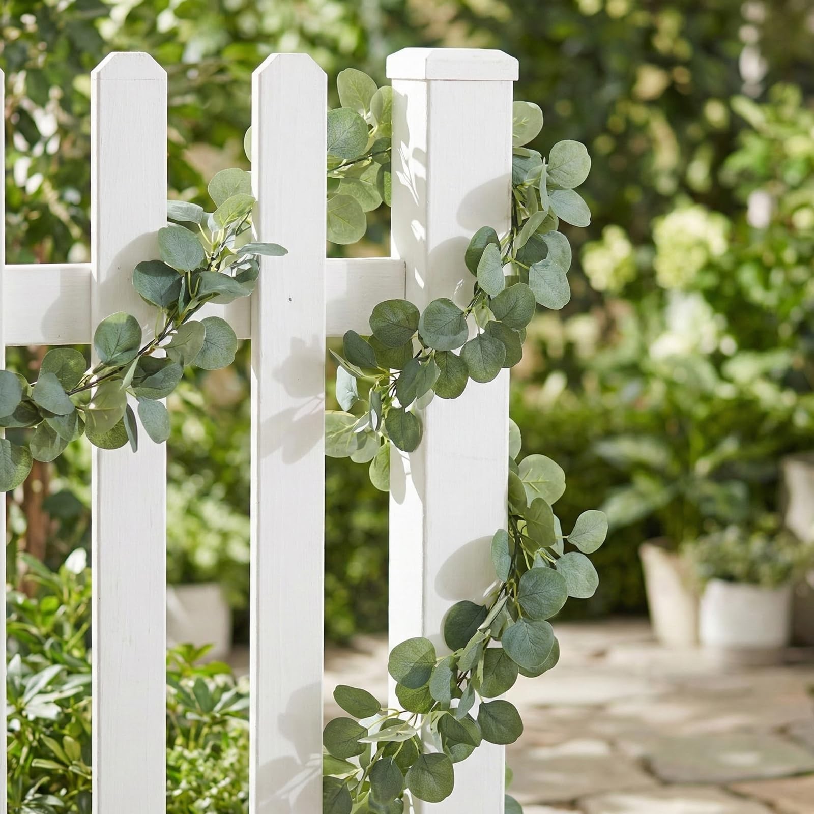 2 Pack Natural-Looking Eucalyptus Garland 5.9 Ft Artificial Eucalyptus Leaves…