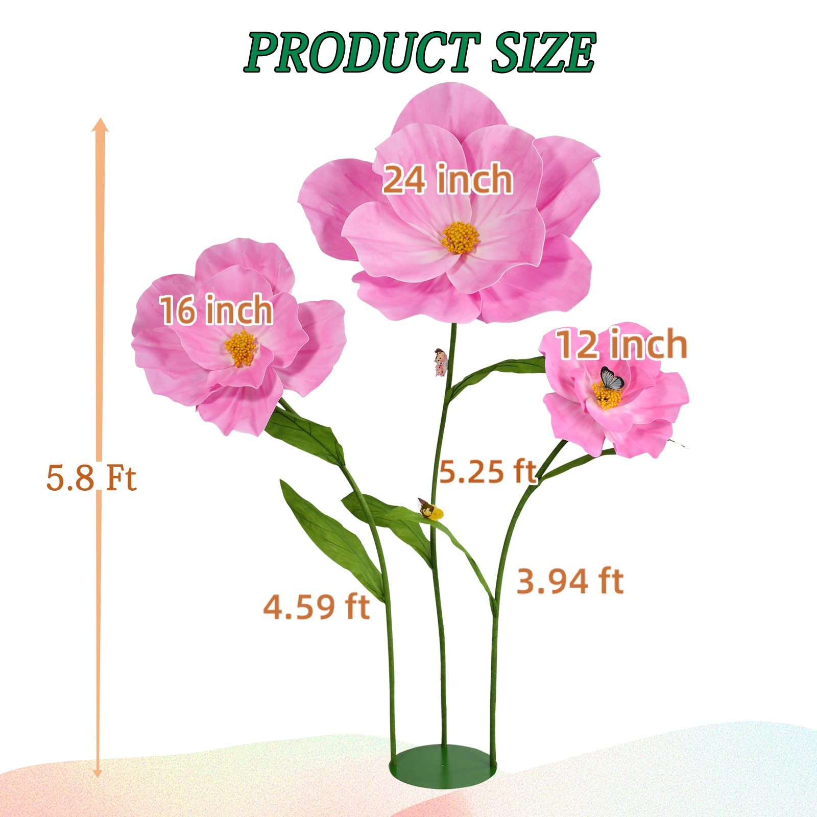 PUIBTOIV 5.8 Ft Giant Artificial Flowers for Decoration,Large EVA Flower Deco…