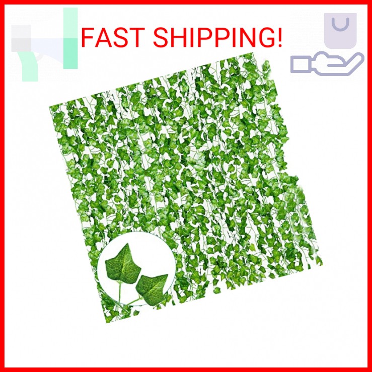 YAHUAA 12 Pack 86Ft Artificial Ivy Garland Fake Plants, Fake Ivy Leaves Greenery