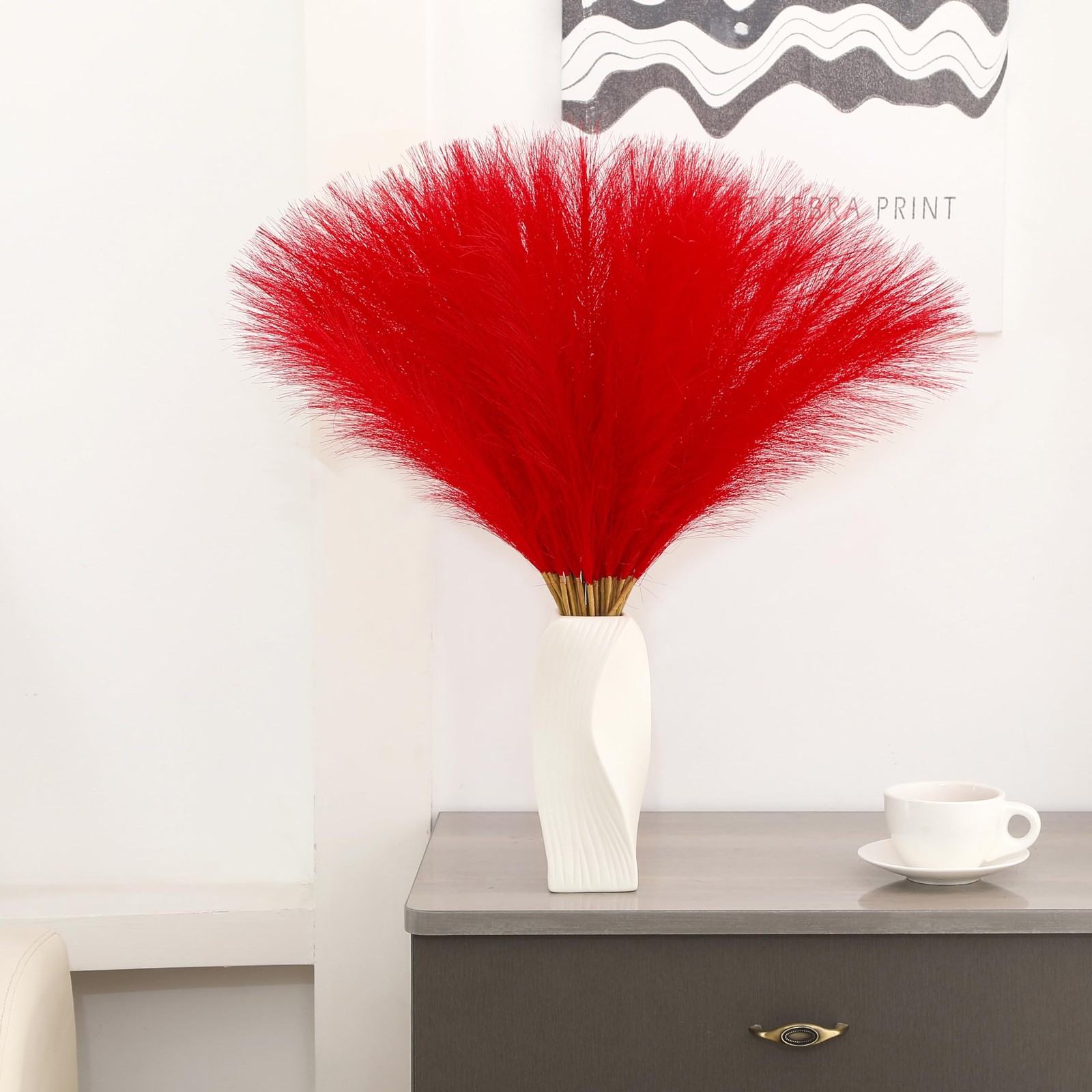 30pcs 22″ Red Pampas Grass – Faux Pampas Grass Decor Pompas Floral Arrangemen…