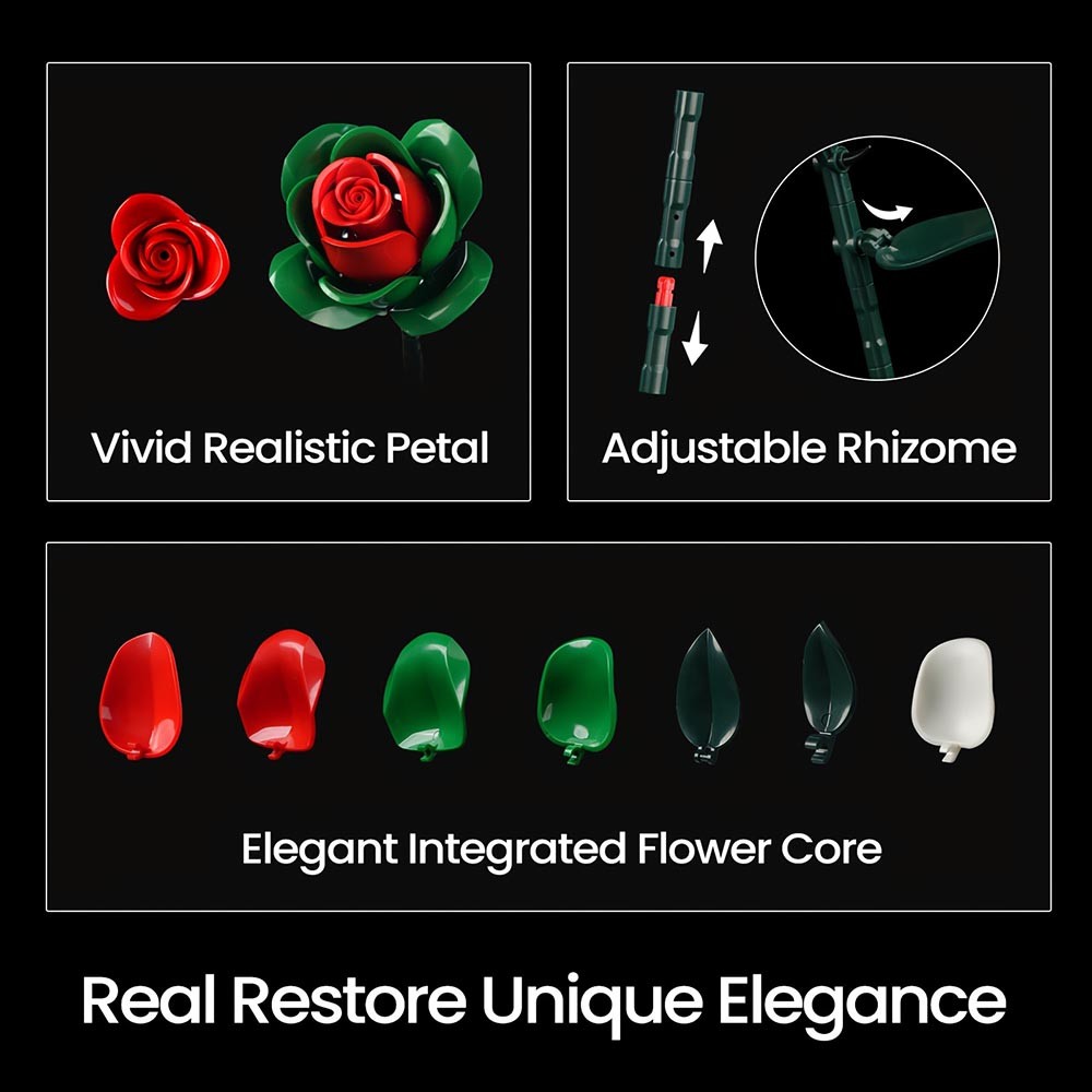 High-Quality All-Age Strong Quick-Assembly Realistic Flower Bouquet Building Set