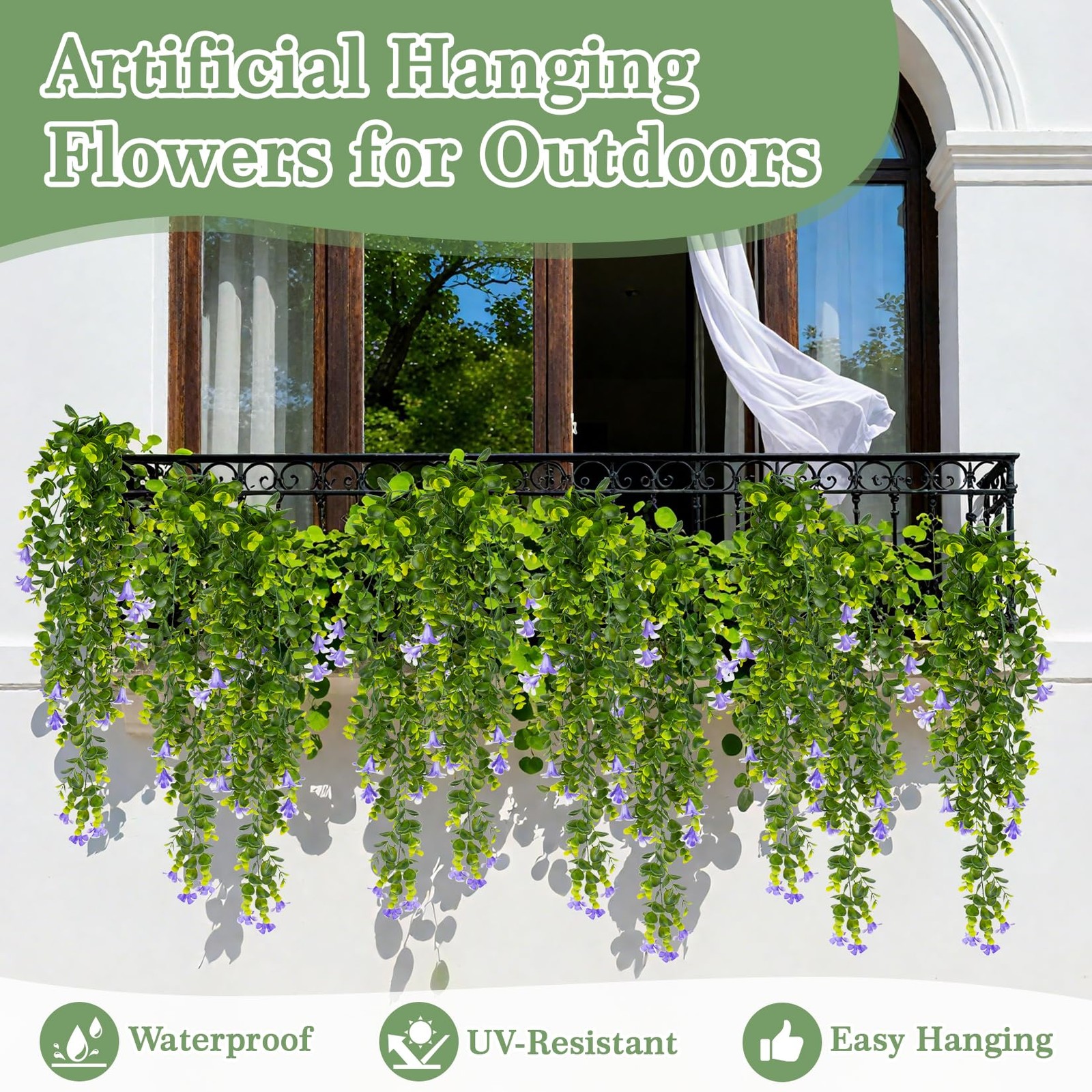 Artificial Hanging Flowers Outdoor – Morning Glory Eucalyptus Vine