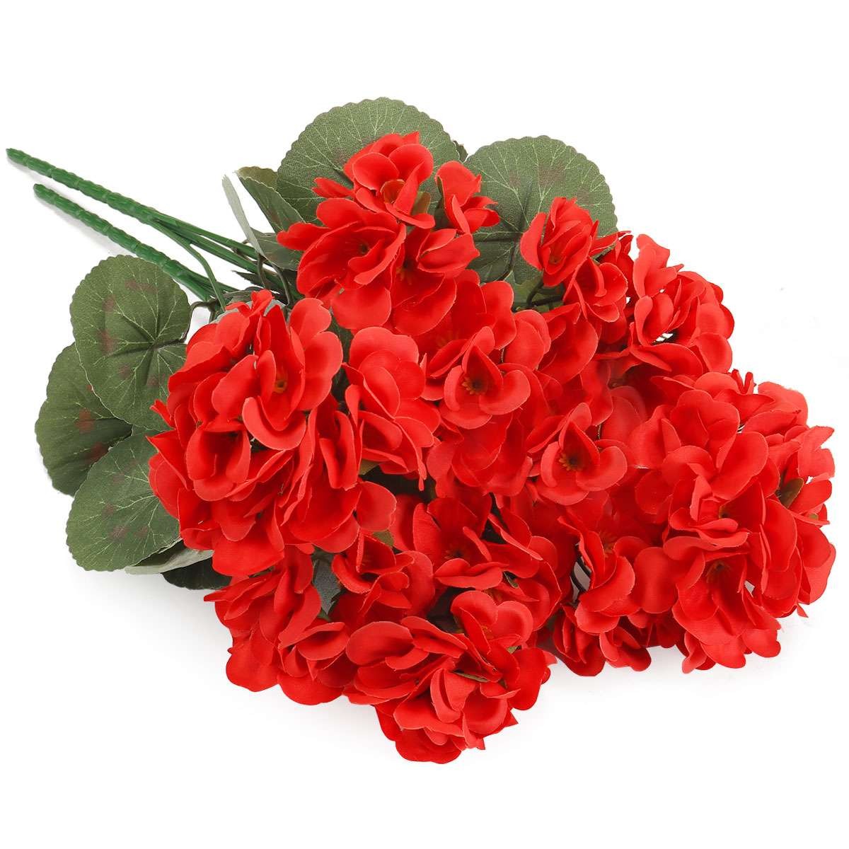 2 Pcs Artificial Geraniums Silk Flowers Outdoor Artificial Geranium Bush Red