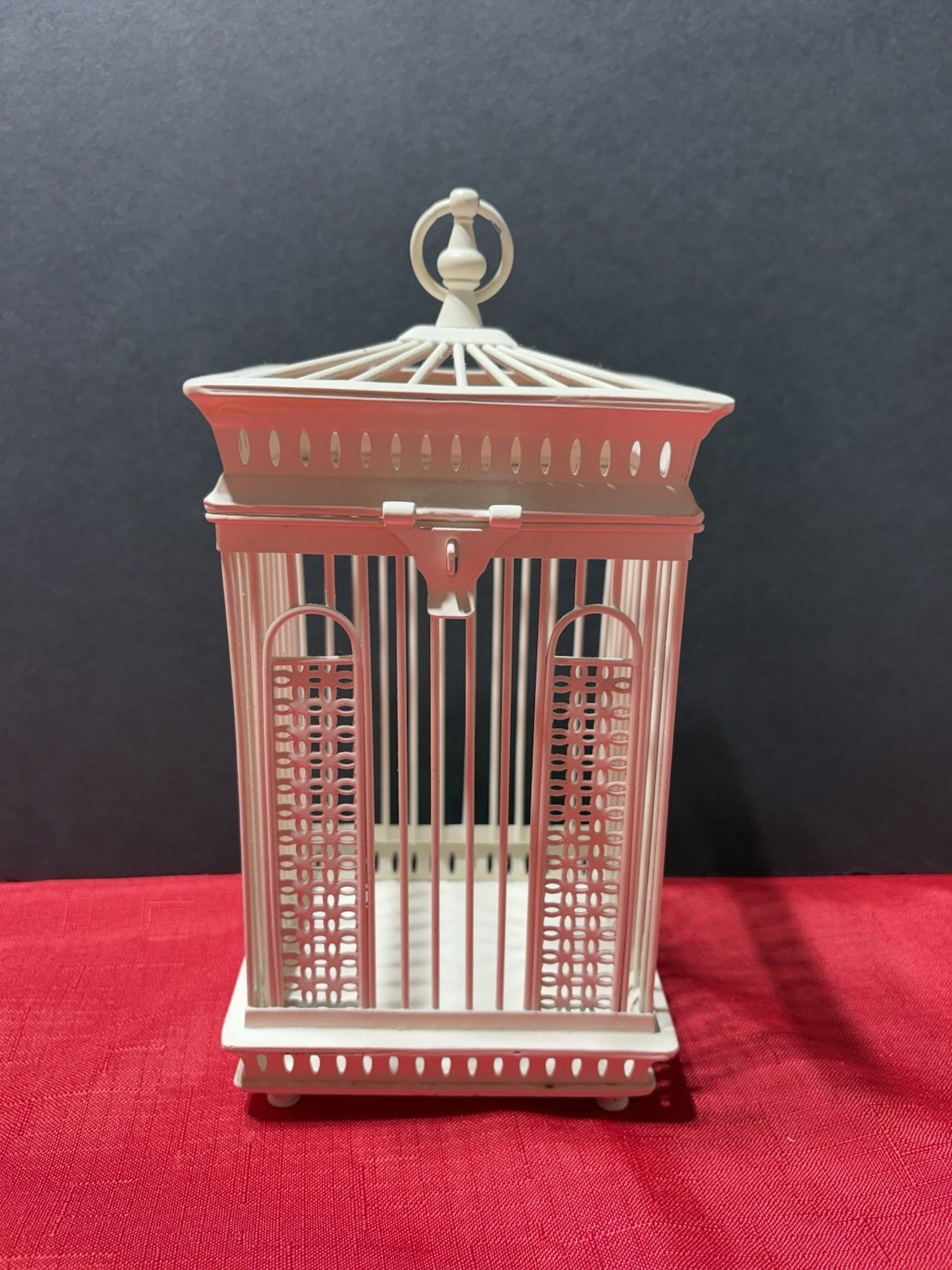 Hanging & Tabletop Small White Metal Bird Cage Decor