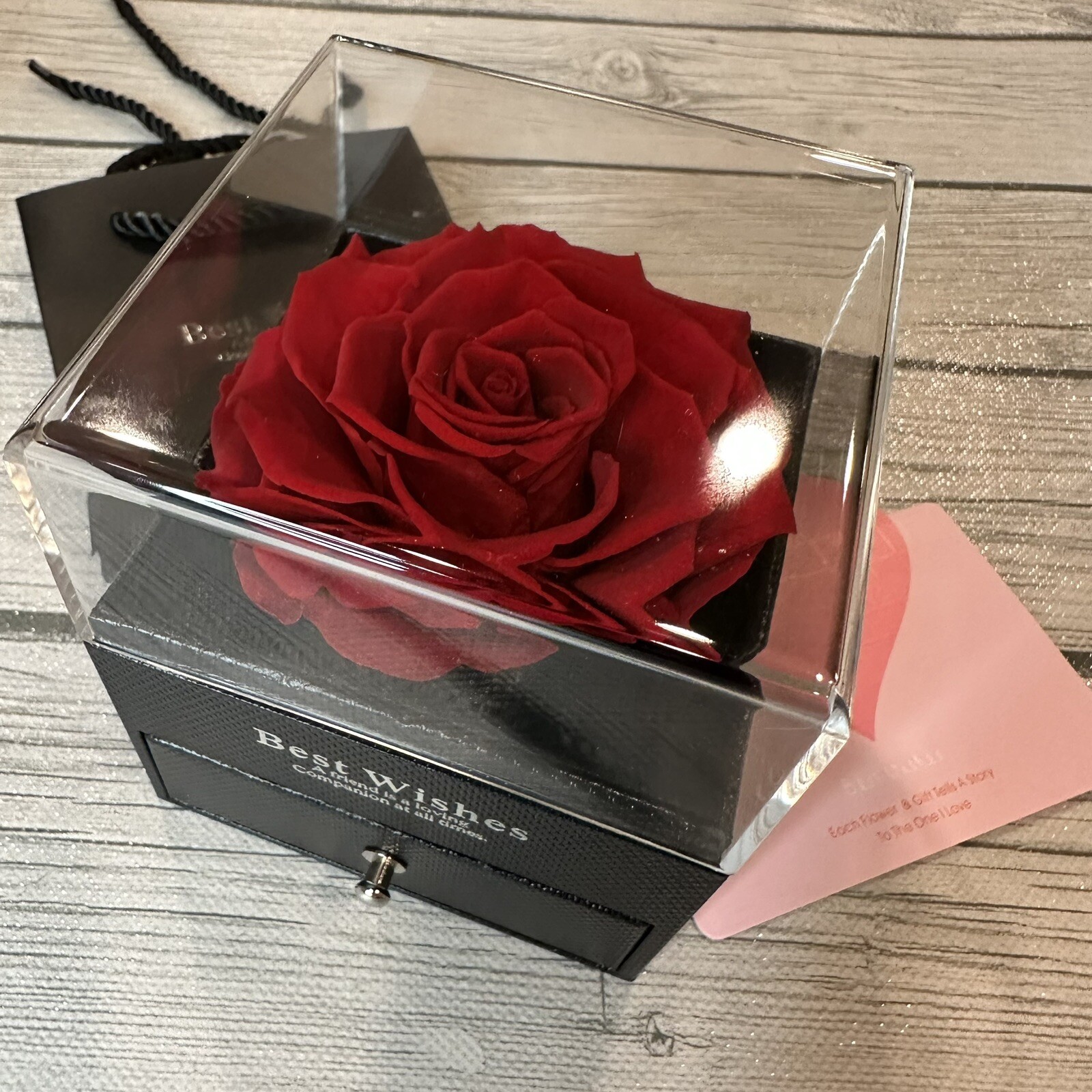 REAL Preserved Eternity Forever Rose Luxury Box Holiday Wedding Gift & Necklace