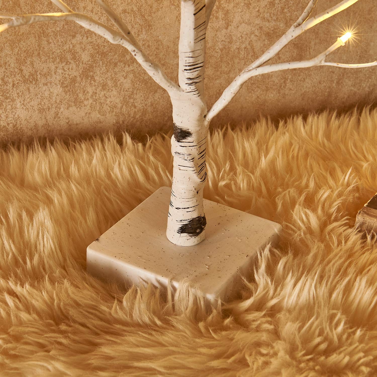 Lighted Easter Tabletop Birch Tree Timer 18IN 24 LED Fireplace Mantle Decor