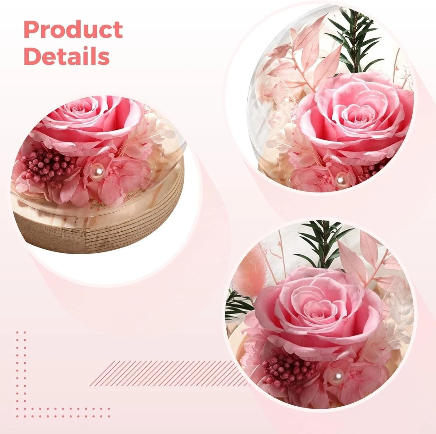 Eternal Rose in Glass Dome – Preserved Real Flower, Symbol of Lasting Romance