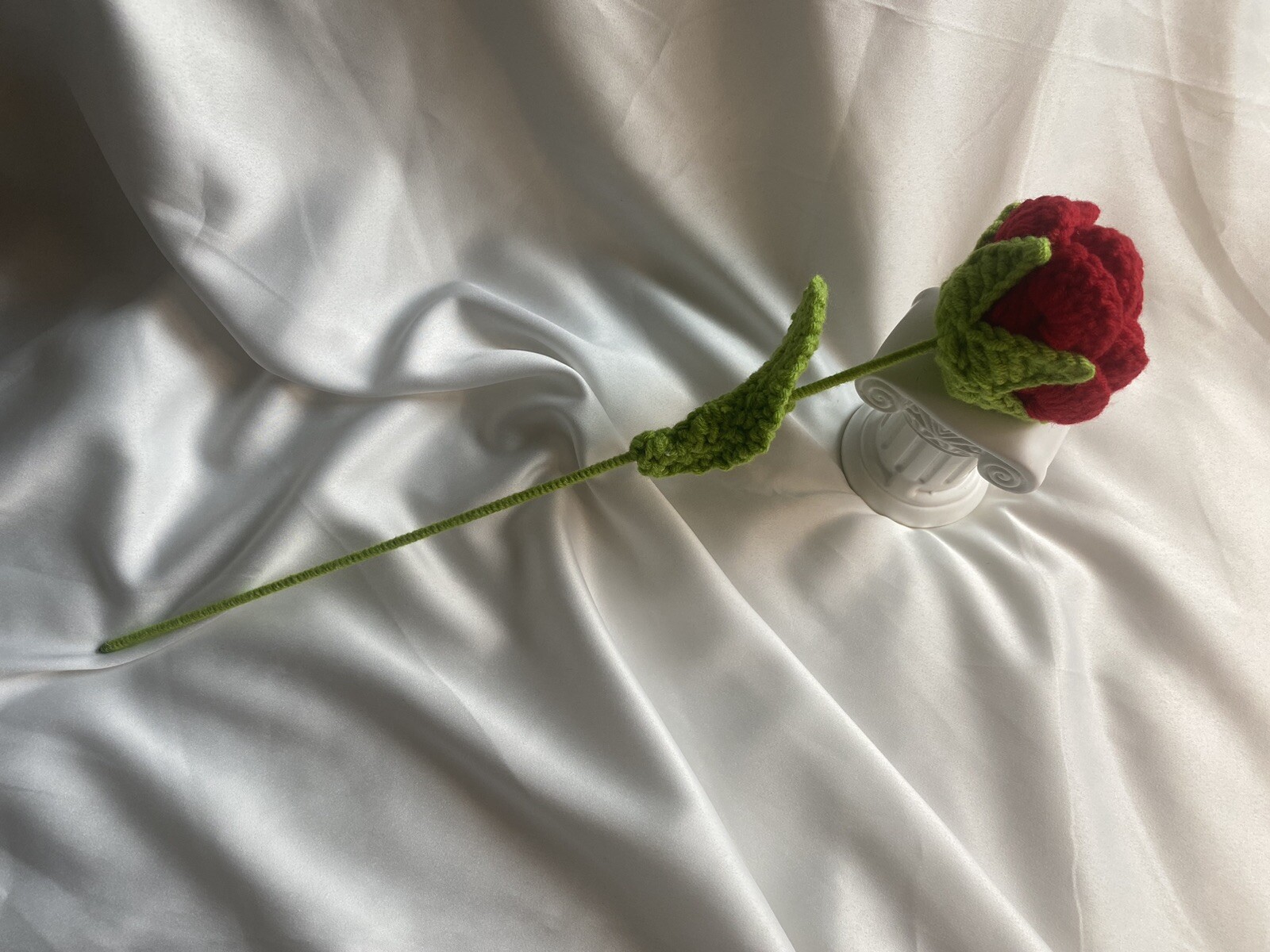 Crochet Knitted Red Rose Flower Bouquet New Handmade Gift For Her