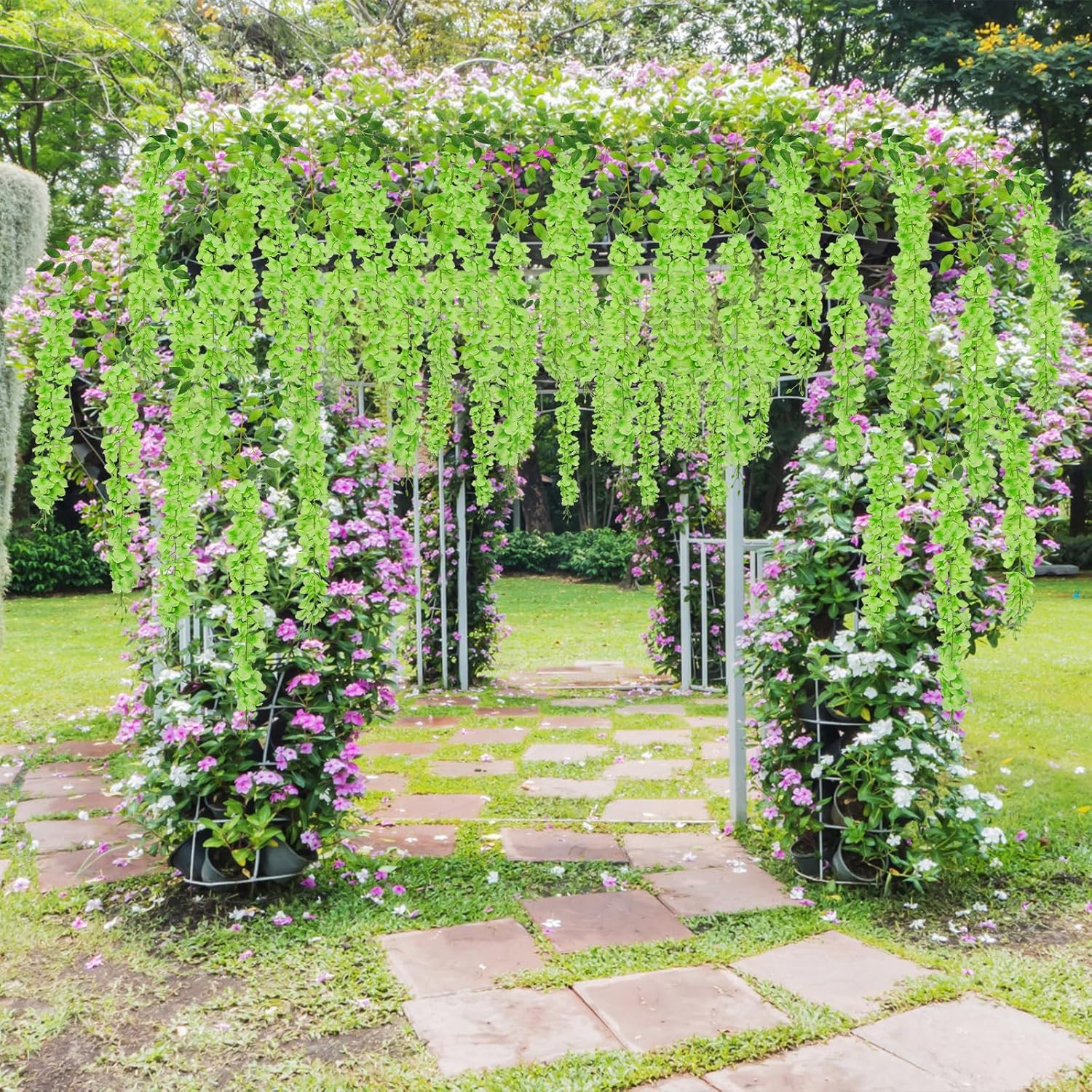 36 Pack Wisteria Vine Garland – 139ft Silk Flowers for Home & Wedding Decor