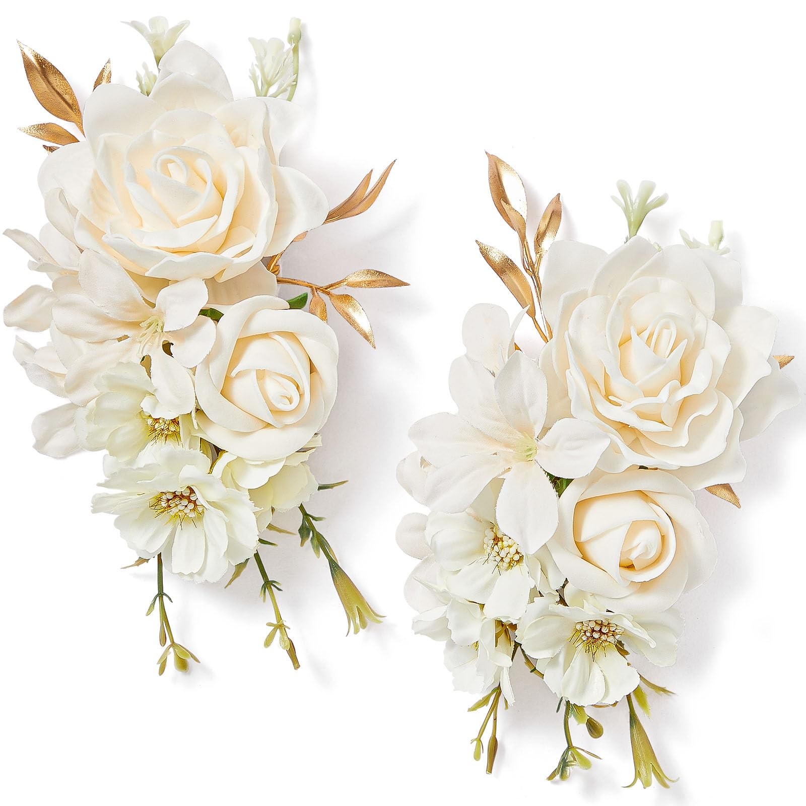 Champagne Floral Shoulder Corsages, Girl/Mother Prom Corsages Décor, Set of 2…