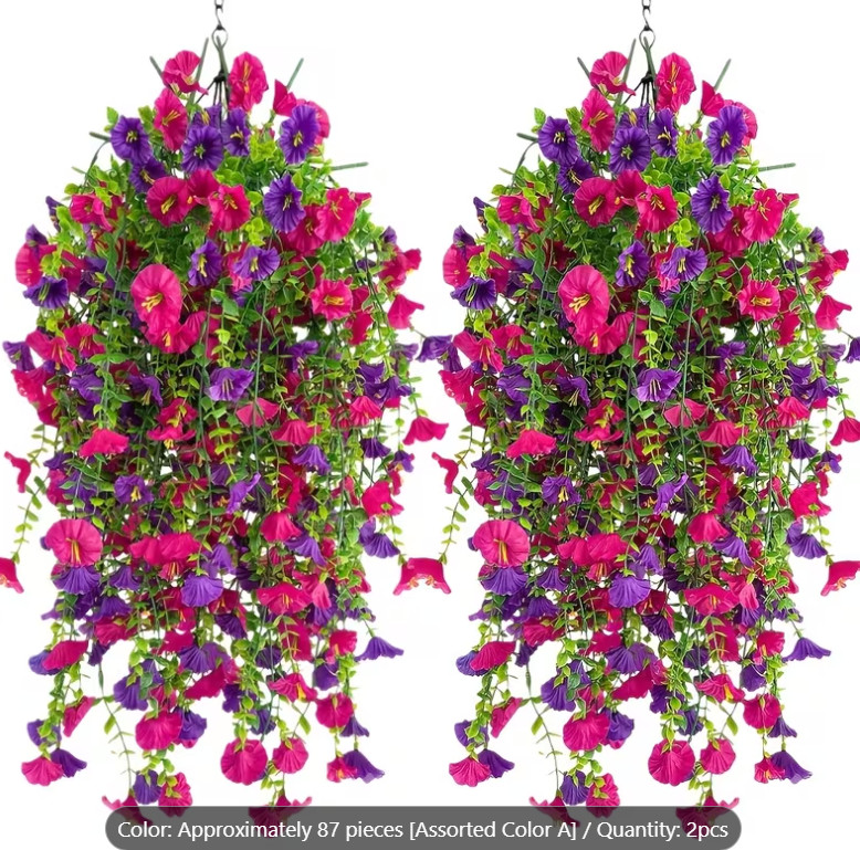 2PCS Assorted Color Hanging Artificial Flower UV Protected for Wedding Home Deco