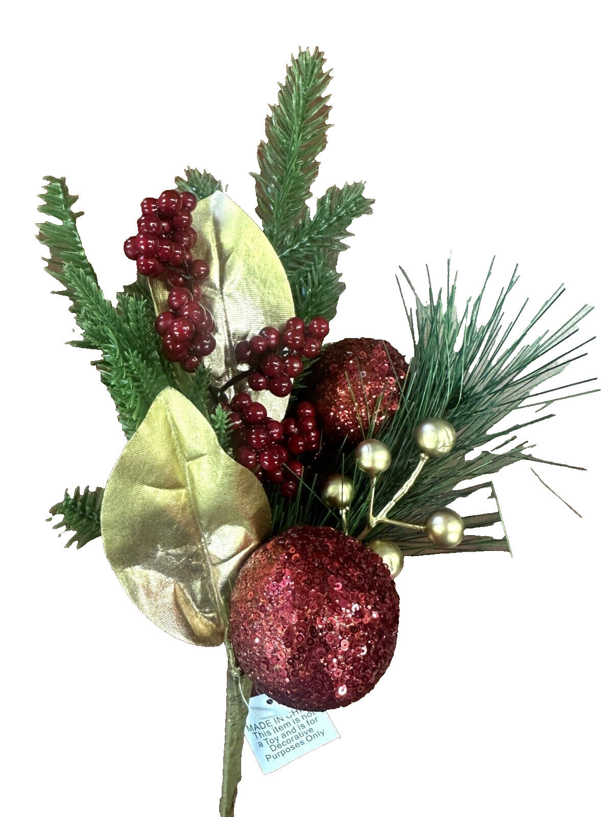 NEW Set of 4 Ornament, Pine and Berry Picks by Valerie in RED H468253