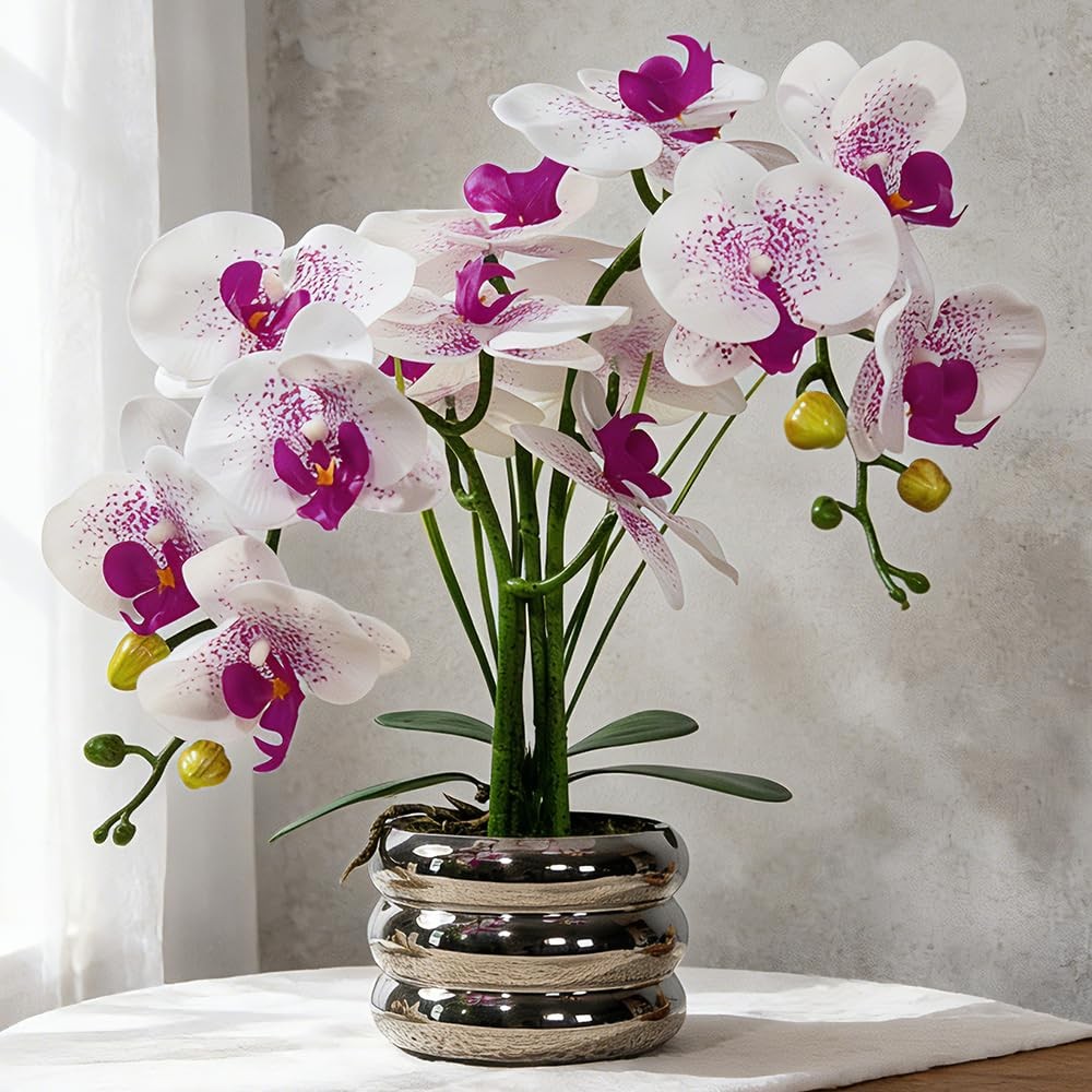 Artificial Orchids Flowers with Vase for Table Centerpieces, Real Touch Faux …