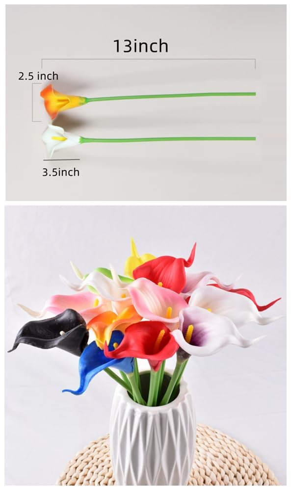 12pcs Artificial Calla Lily Flowers, 13″ Single Heads PU Small Flower Bouquet…