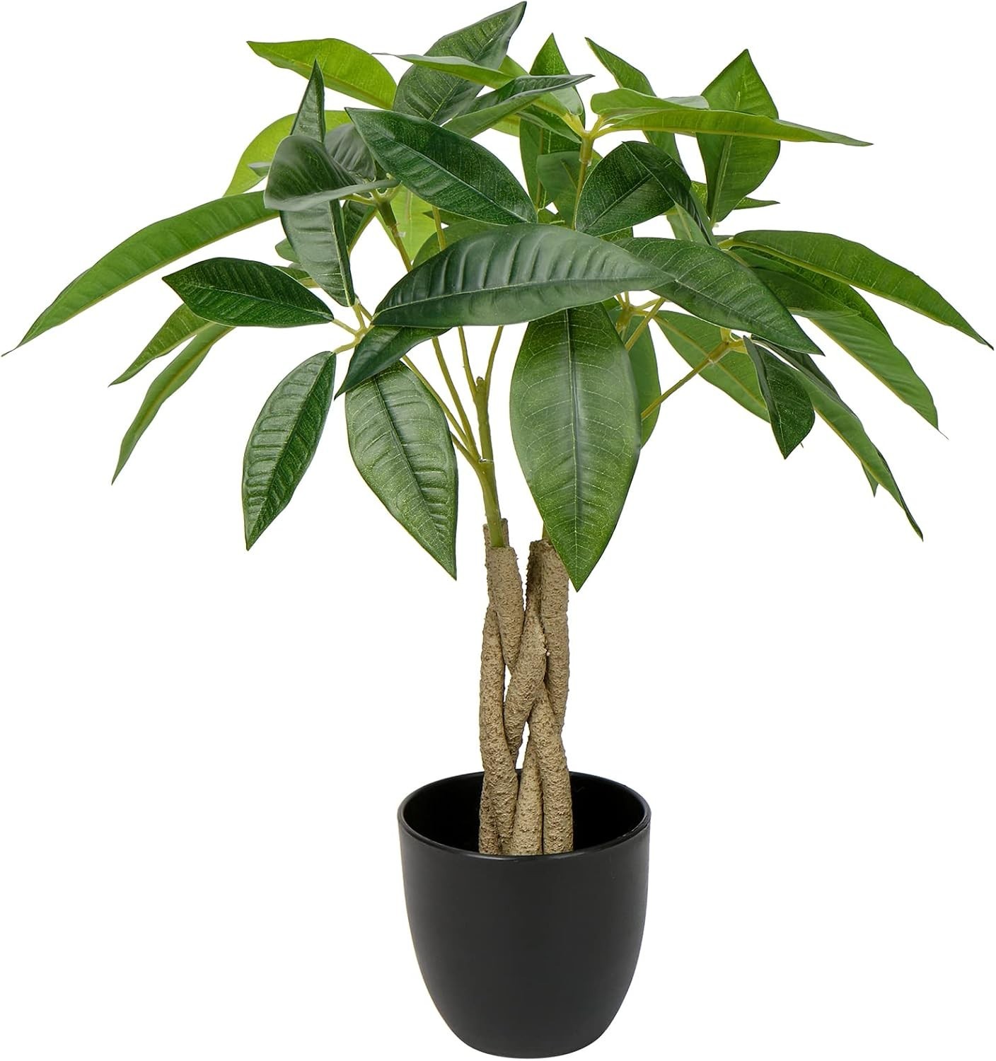 16 Inch Fake Money Tree – Indoor Potted Artificial Pachira Money Tree – Small…