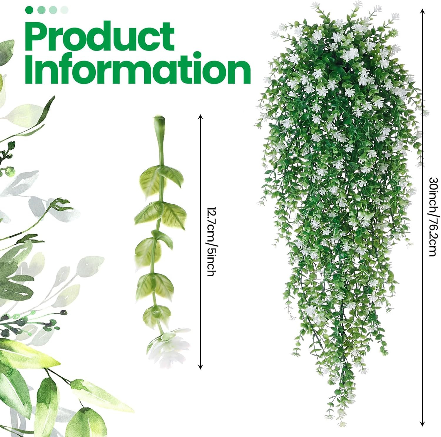 28 Pcs Artificial Hanging Plants 32 Inch Plastic Fern Vine Fake Greenery Plant F