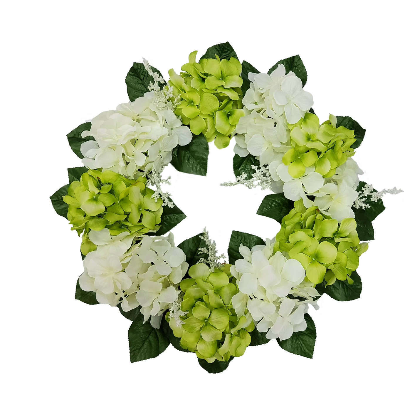 Mainstays 17in Indoor Artificial Hydrangea Wreath, Green Color TIKTOK VIRAL