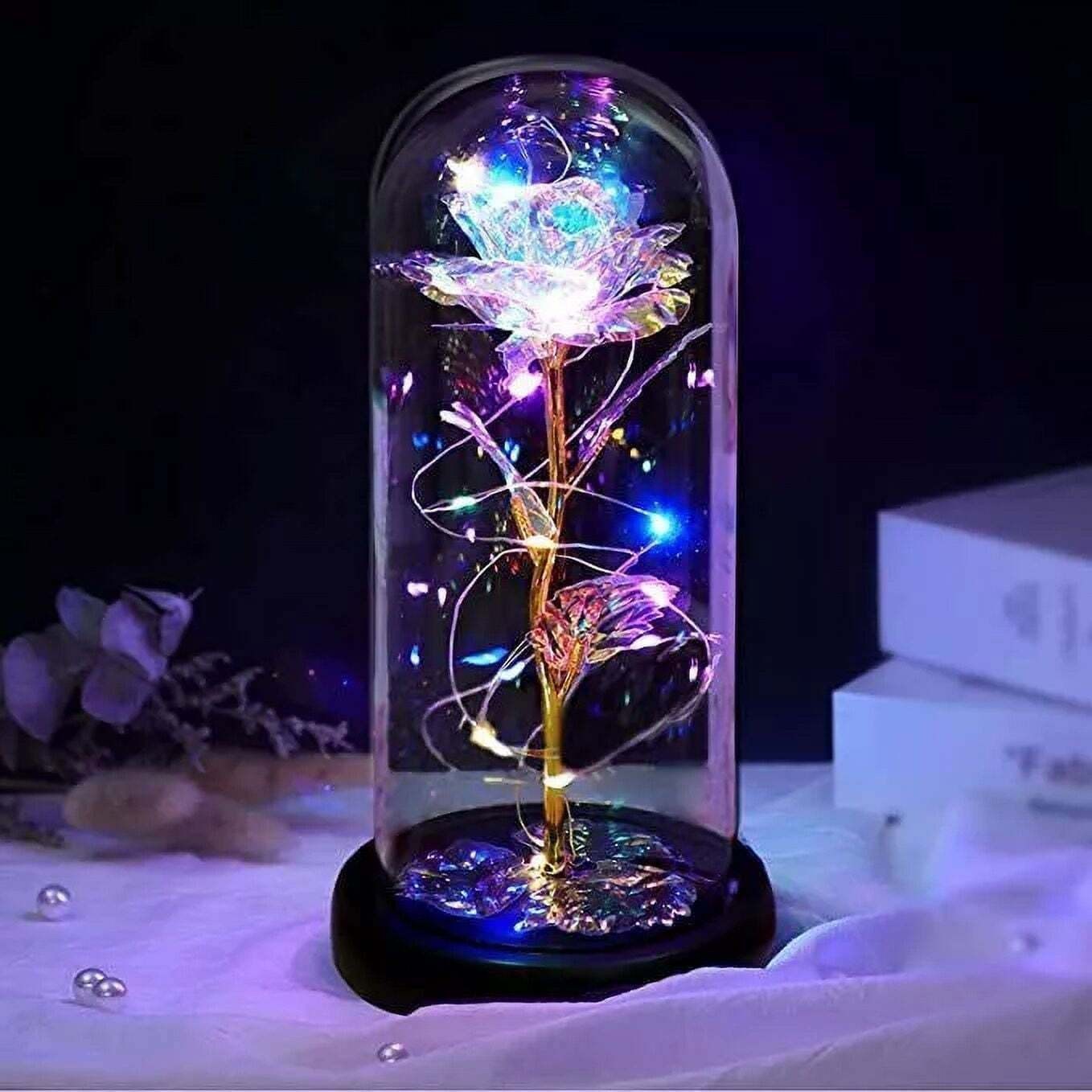 Eternal Forever Galaxy Rose Flower In Glass Dome LED Light Valentine’s Day Gift