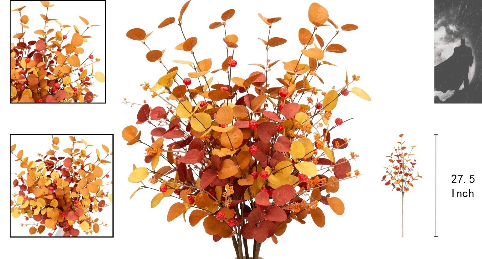 27.5 Inch Faux Silk Eucalyptus Stems Set – Versatile Autumn Floral Arrangements