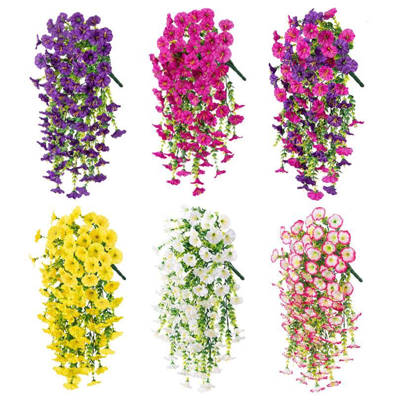 1 pcs Uv-resistant Artificial Morning Glory & Eucalyptus Hanging Decor – Perfect