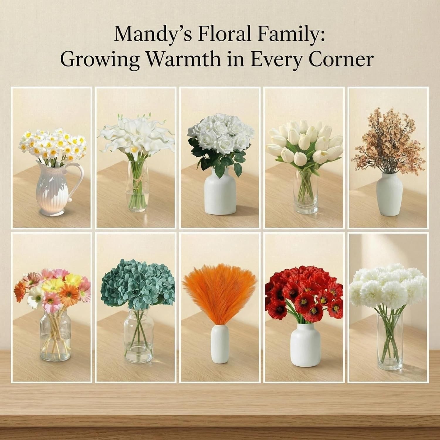 White Artificial Tulips Flowers Centerpiece, 13.5″ Lifelike PU Fake Floral St…