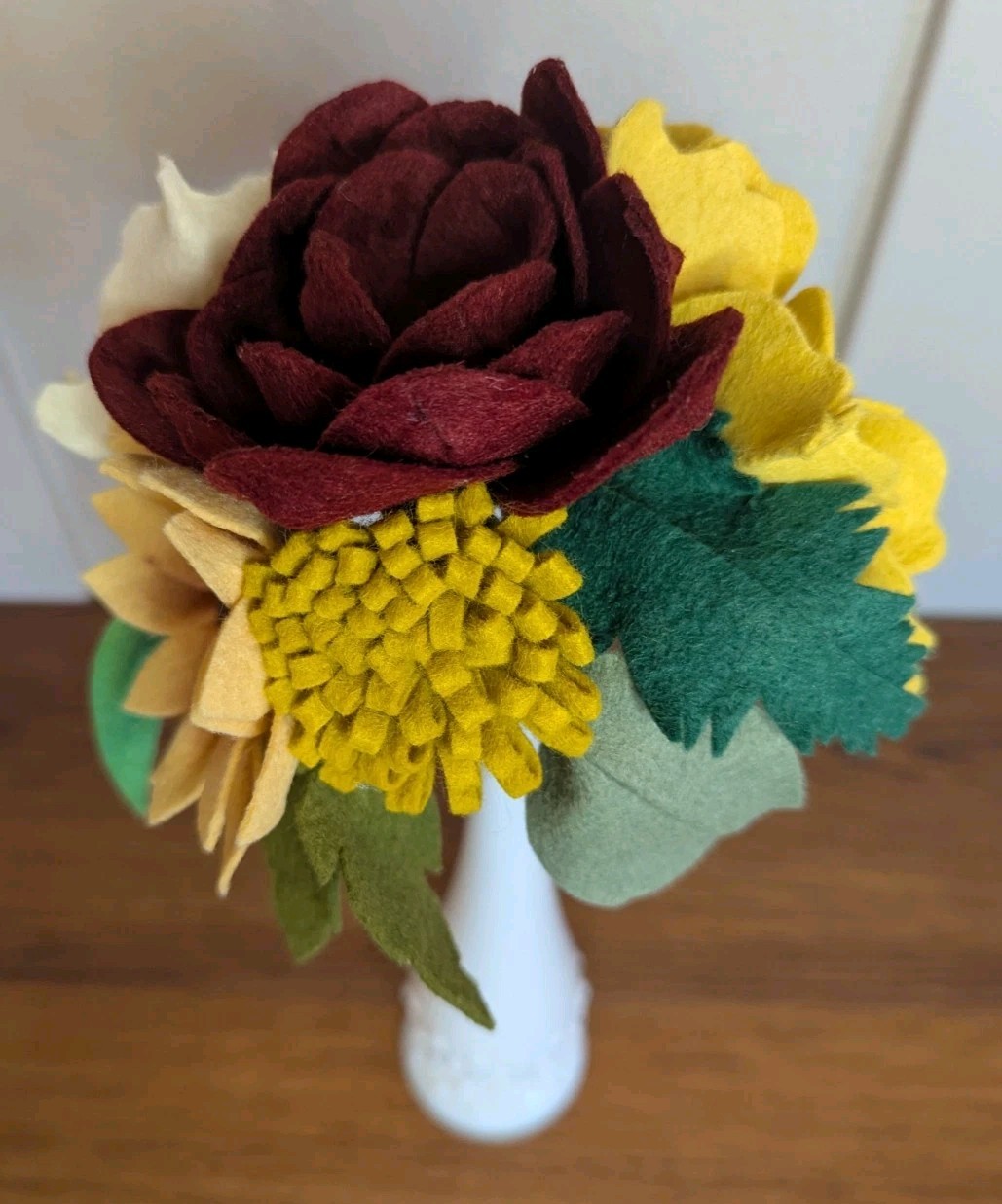 Beautiful Hand Cut Wool Blend Felt Flower Bouquet Gift Wrapped/Great Gift Idea!