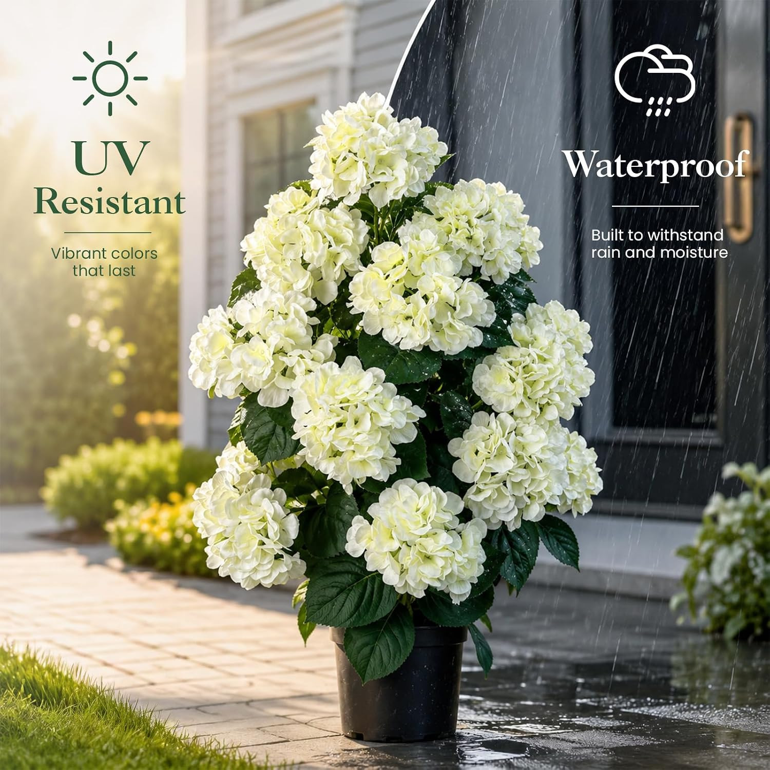 2Pack Faux Hydrangea Trees, Artificial UV Resistant Hydrangea Plant in Pot with