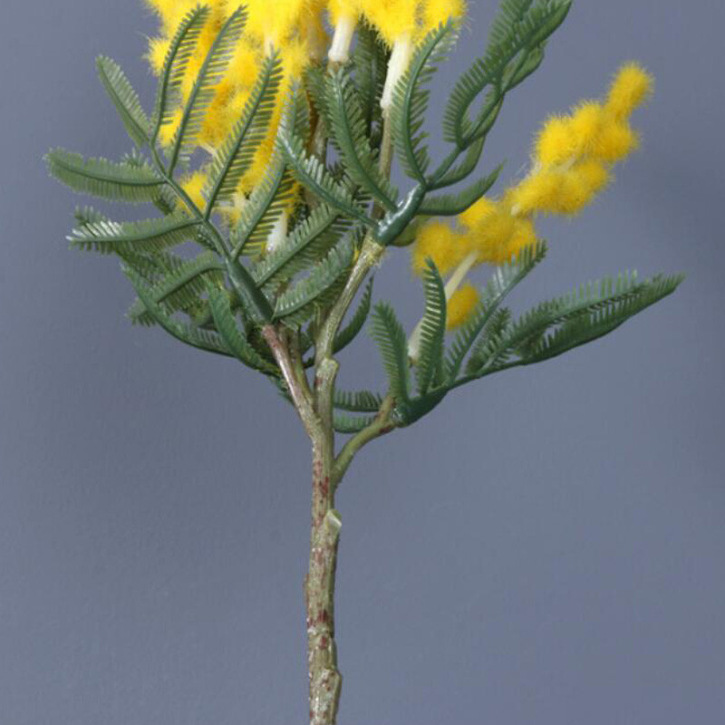 1xArtificial Fake Silk Flower Golden Yellow Wattle Flower Stem Australian Native